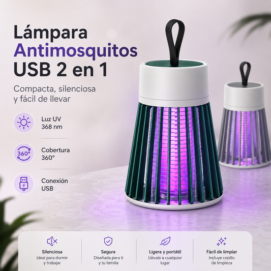 Lámpara Antimosquitos USB 2 en 1 – Luz UV Portátil