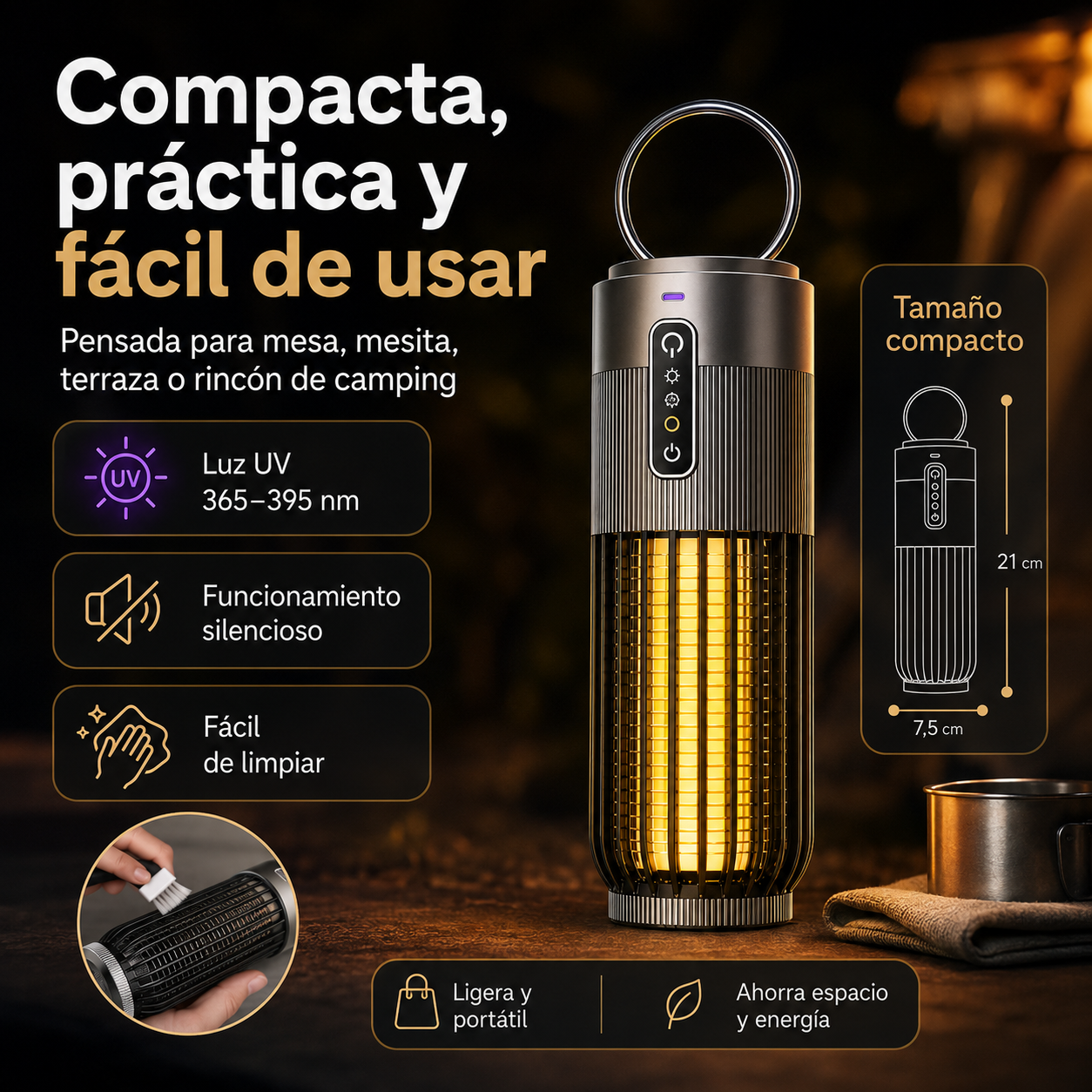 Lámpara antimosquitos solar de 2500V
